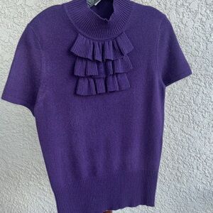 Elena Solano Purple Cashmere Crewneck Sweater